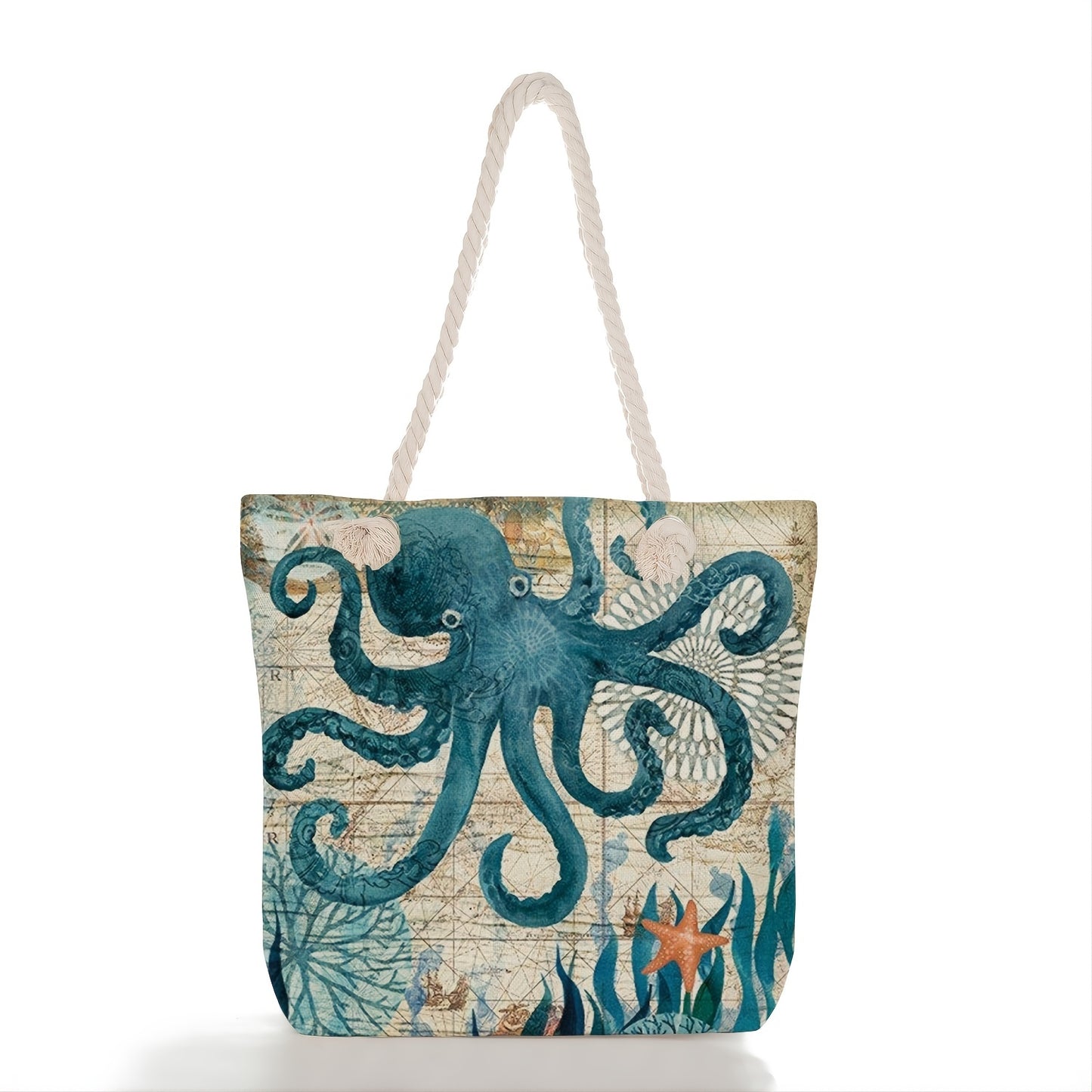 Animal Pattern Canvas Shoulder Bag, Large Capacity Folding Handbag, Casual Beach Bag For Outdoor